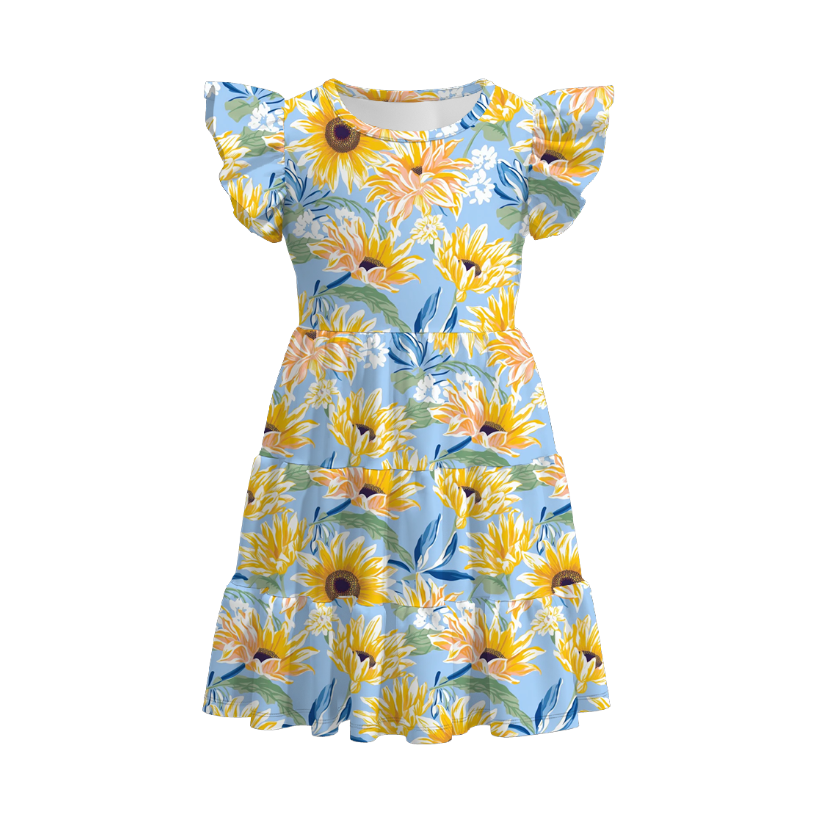 （Pre Order）Mommy and Me Spring＆Summer Sunflower Print Dress,Set