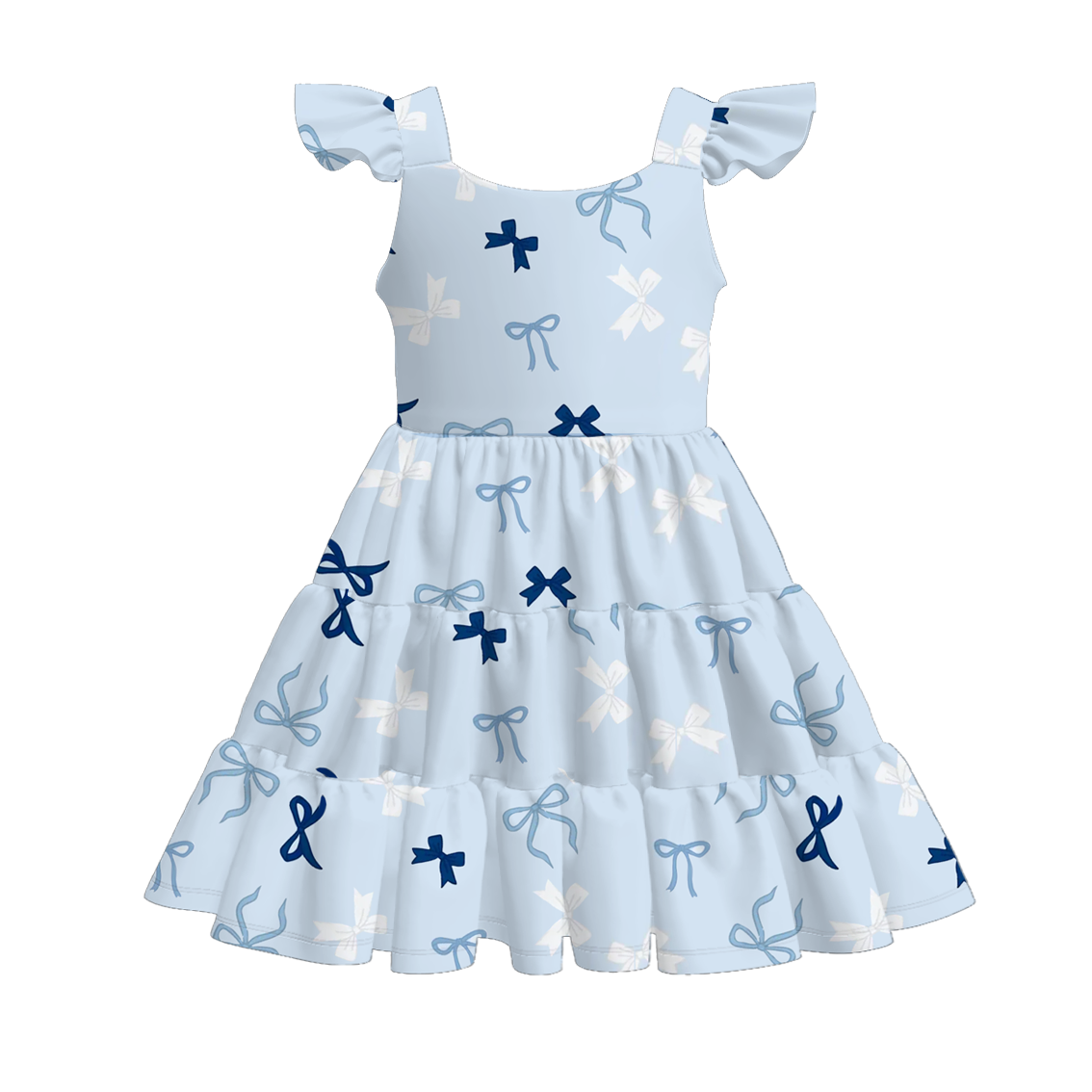（Pre Order）Girls Spring and Summer Bow Print Dress