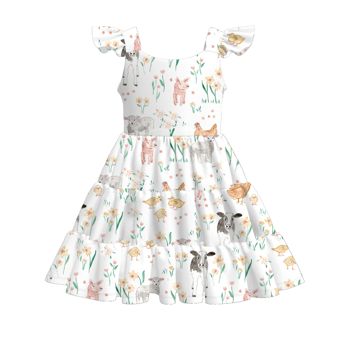 （Pre Order）Girls Spring and Summer Bow Print Dress