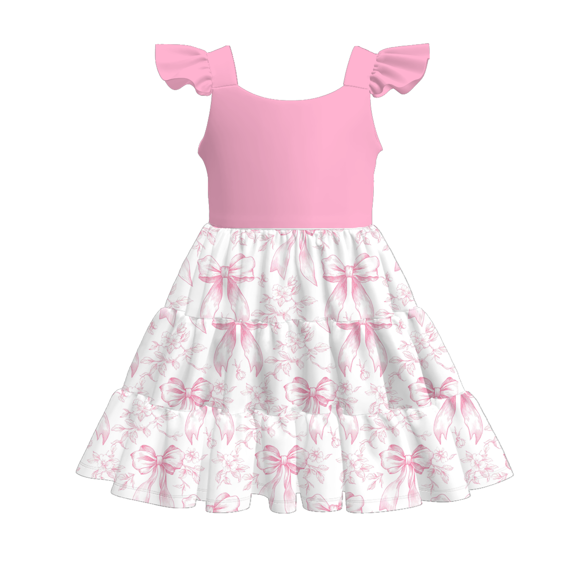 （Pre Order）Girls Spring and Summer Bow Print Dress