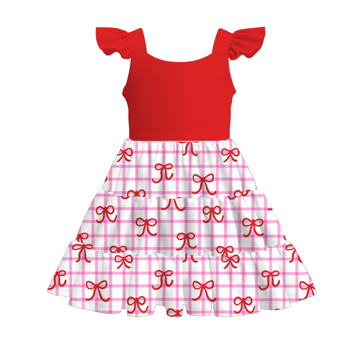 （Pre Order）Girls Spring and Summer Bow Print Dress