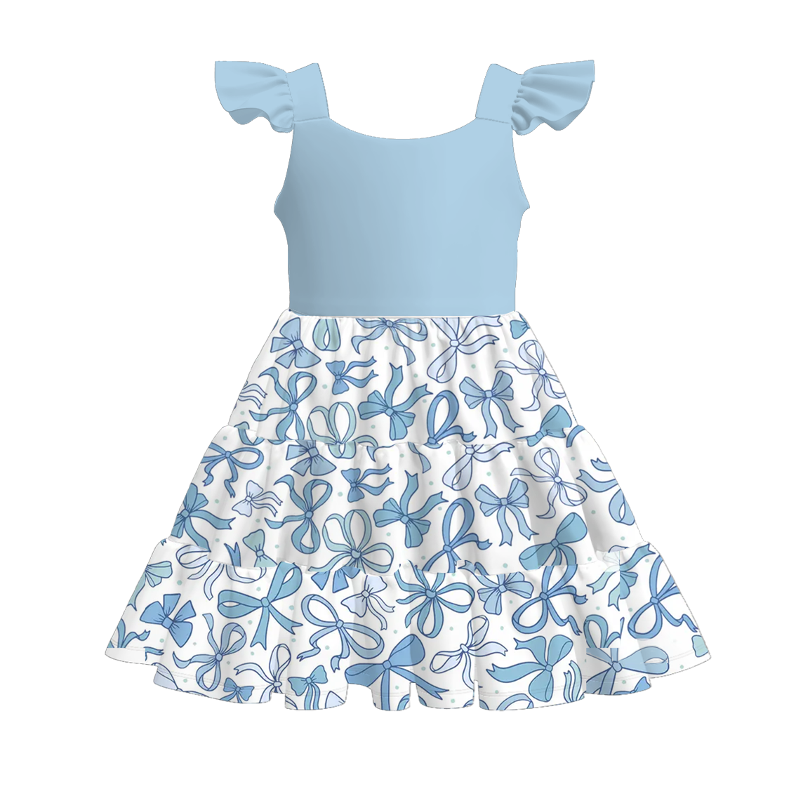 （Pre Order）Girls Spring and Summer Bow Print Dress