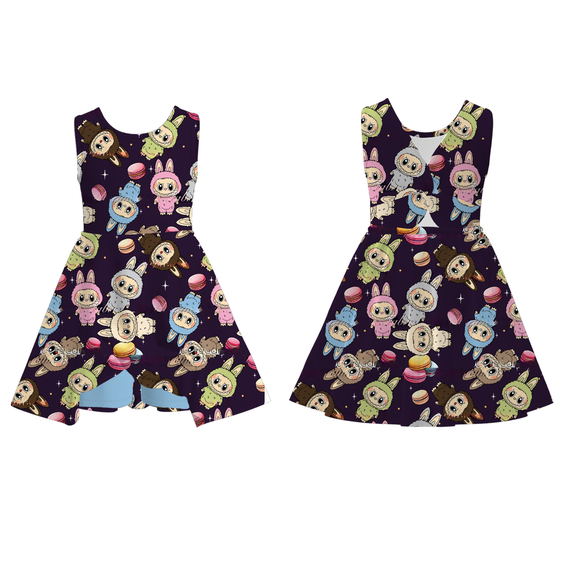 （Pre Order）Girls Spring and Summer Cartoon Print Skort Dress