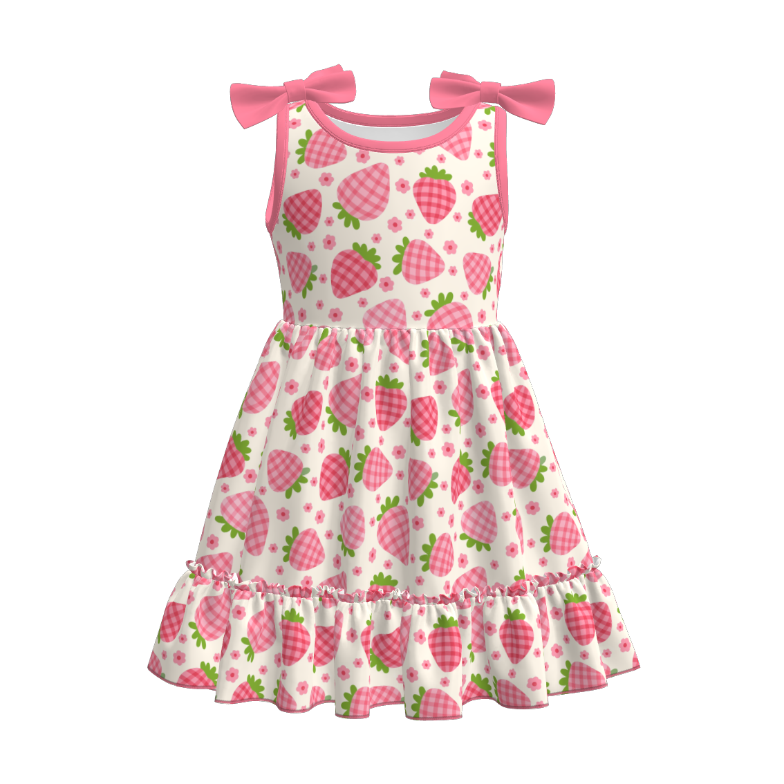 （Pre Order）Girls Spring and Summer Strawberry Print Dress,Set,Jumpsuit＆Romper