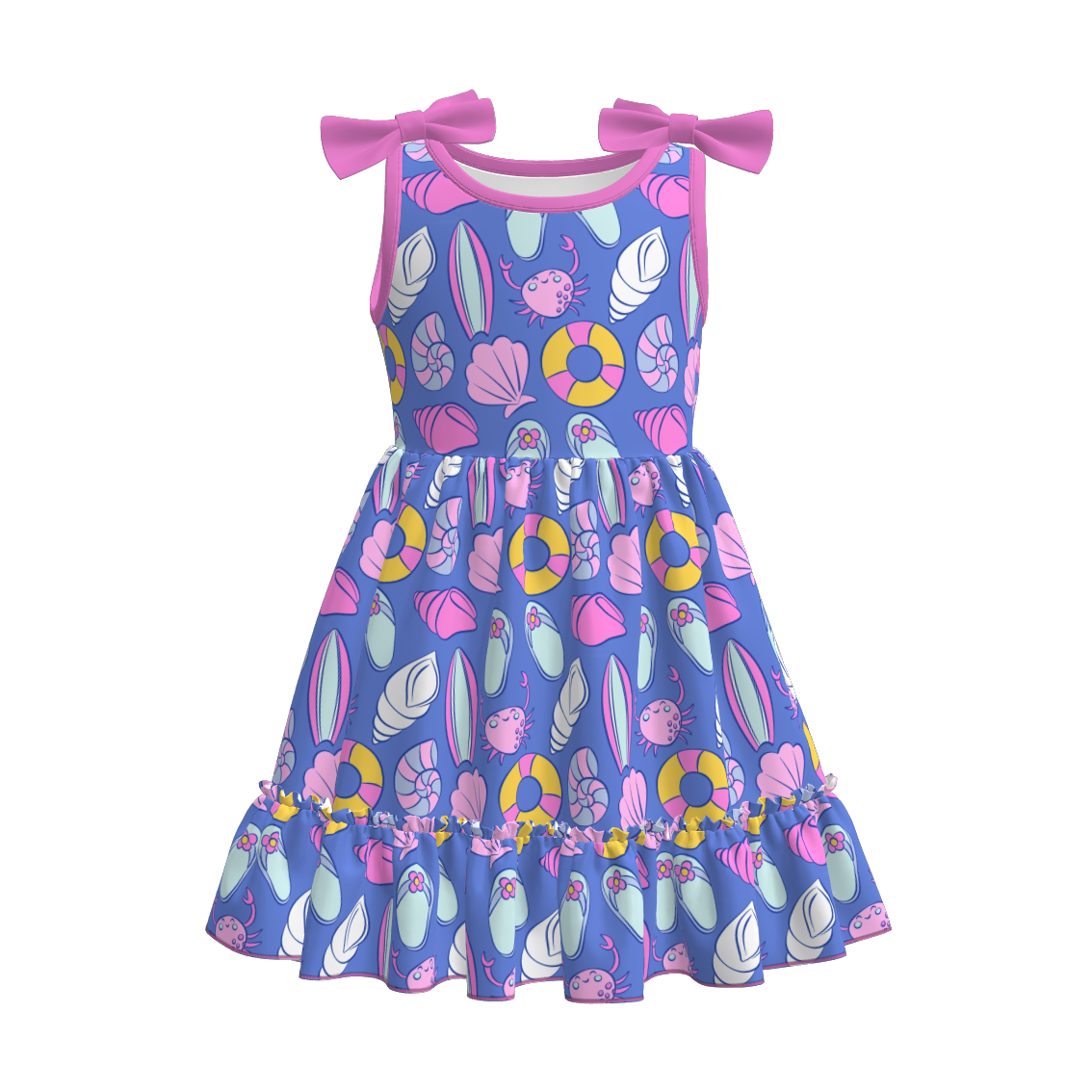 （Pre Order）Girls Spring and Summer Sea Shell Print Dress,Set,Jumpsuit＆Romper