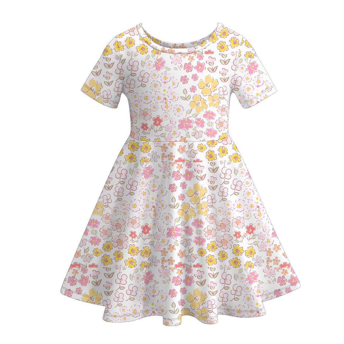 （Pre Order）Girls Spring and Summer Horse＆Chick Print Dress
