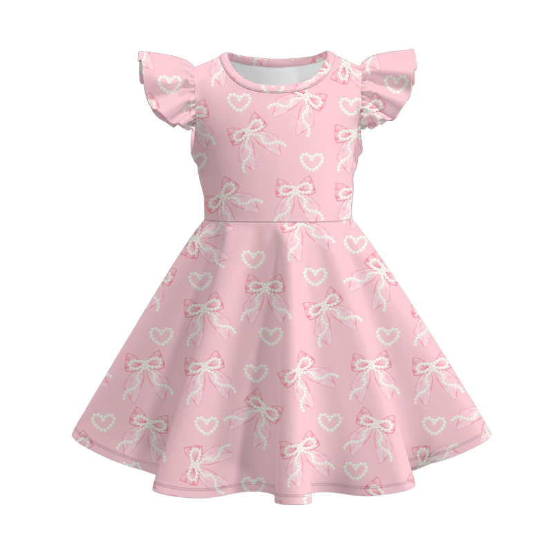 （Pre Order）Girls Spring and Summer Bow Print Dress,Set＆Jumpsuit