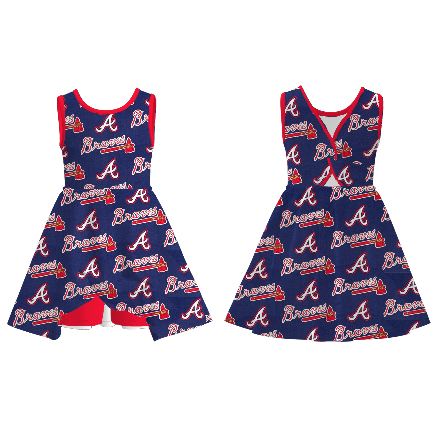 （Pre Order）Girls Spring and Summer Baseball Print Skort Dress