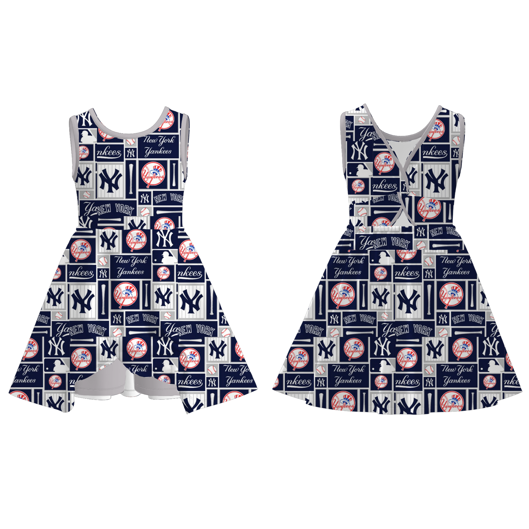 （Pre Order）Girls Spring and Summer Baseball Print Skort Dress