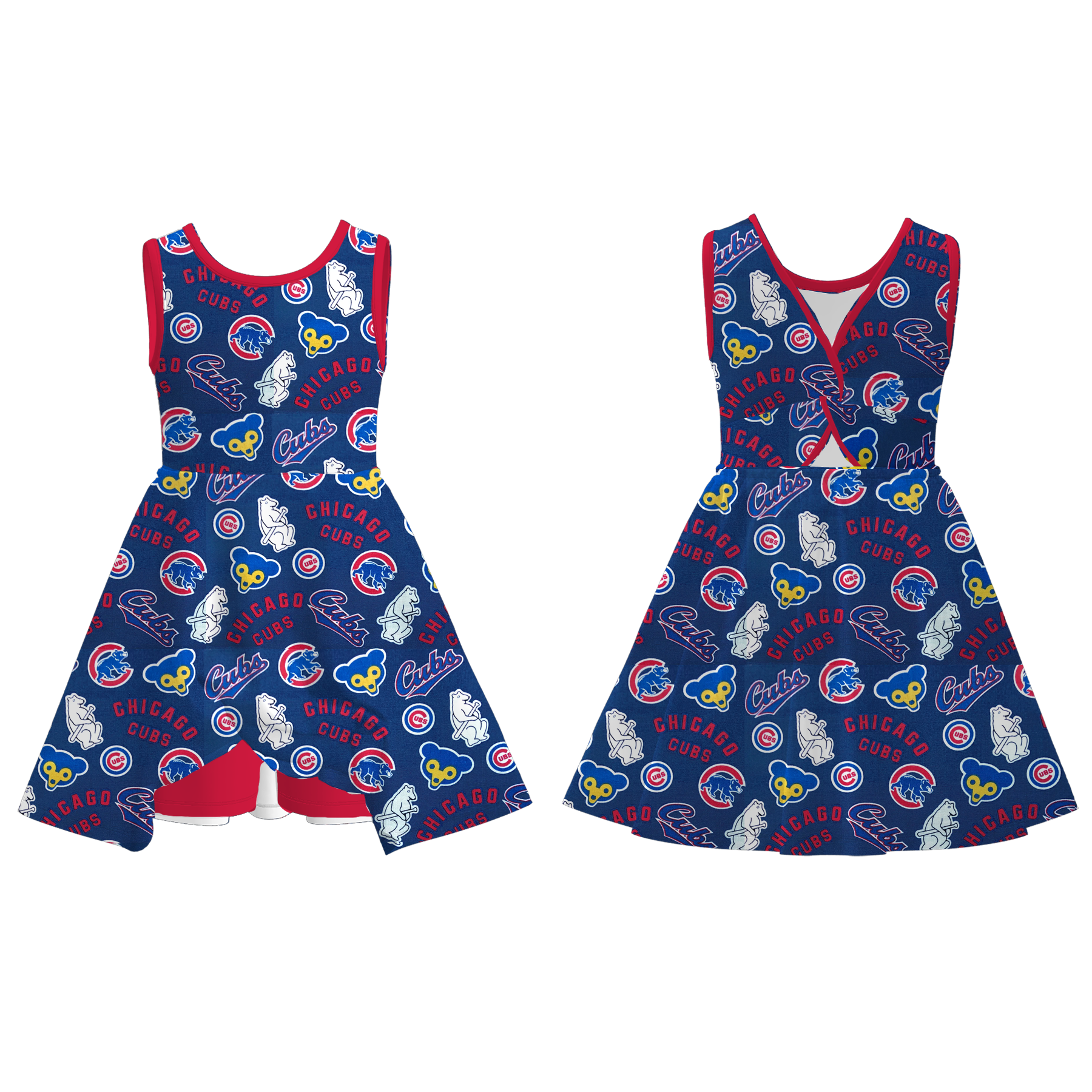 （Pre Order）Girls Spring and Summer Baseball Print Skort Dress