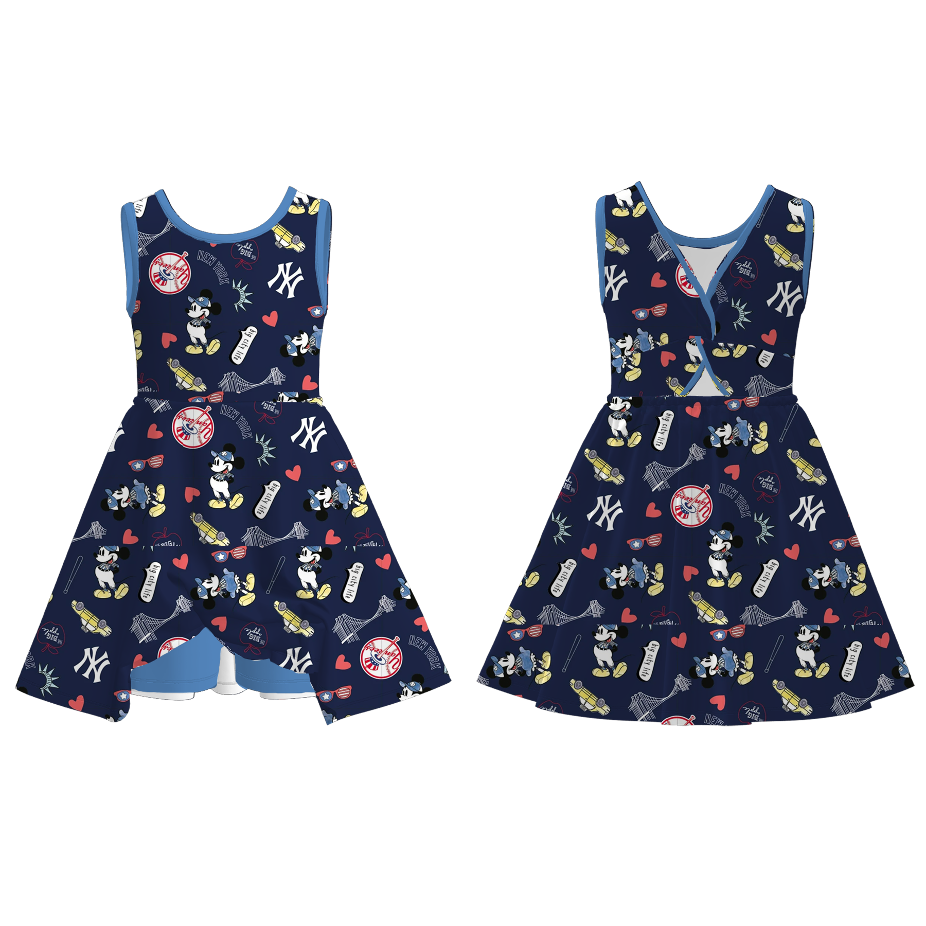 （Pre Order）Girls Spring and Summer Baseball Print Skort Dress