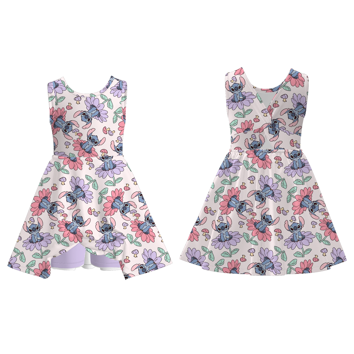 （Pre Order）Girls Spring and Summer Cartoon Print Skort Dress