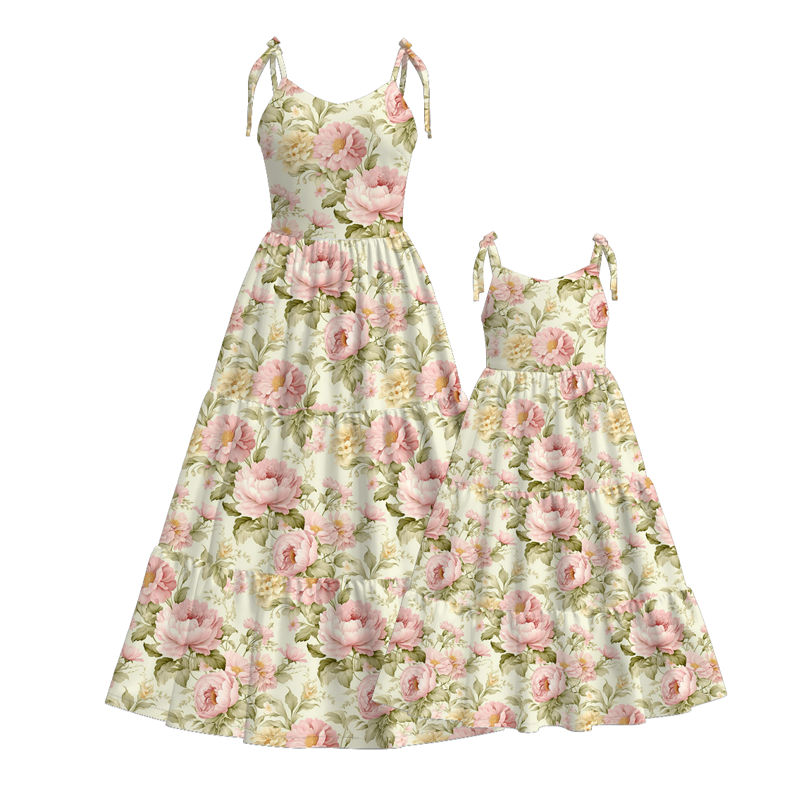 （Pre Order）Mommy and Me Summer Floral Print MAXI Dress,Set＆Romper