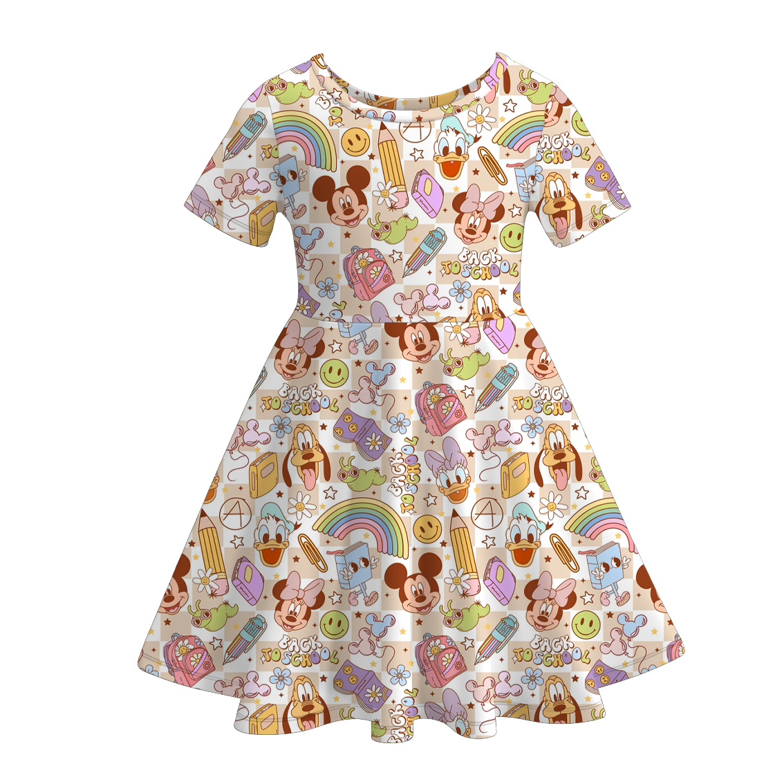 （Pre Order）Girls Summer Back To School Print Dress