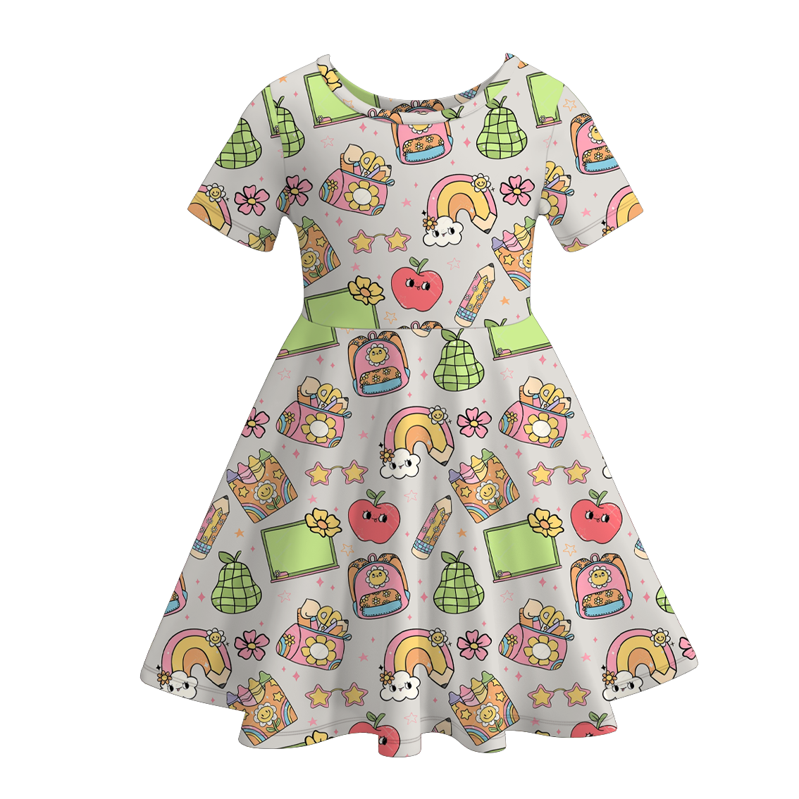 （Pre Order）Girls Summer Back To School Print Dress