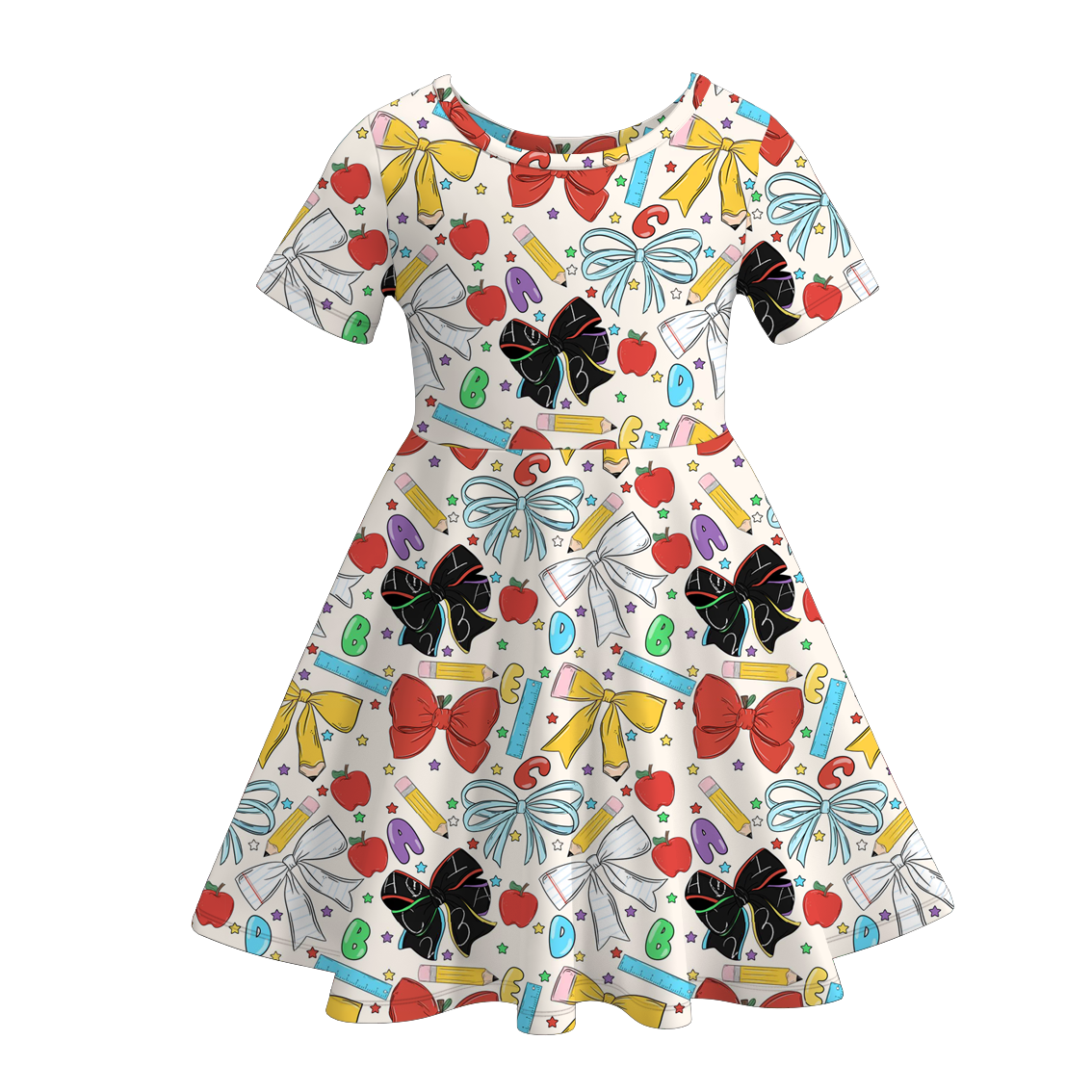 （Pre Order）Girls Summer Back To School Print Dress