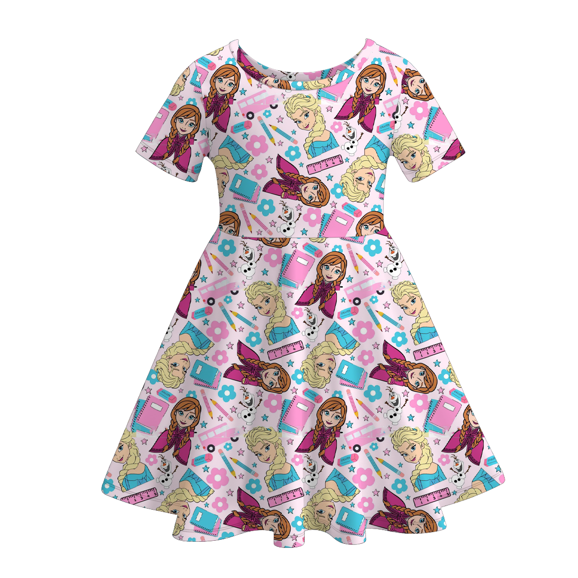 （Pre Order）Girls Summer Back To School Print Dress