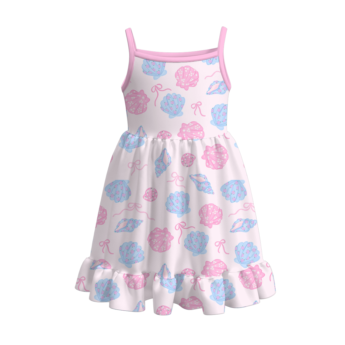 （Pre Order）Girls Spring and Summer Sea Side Print Dress＆Set