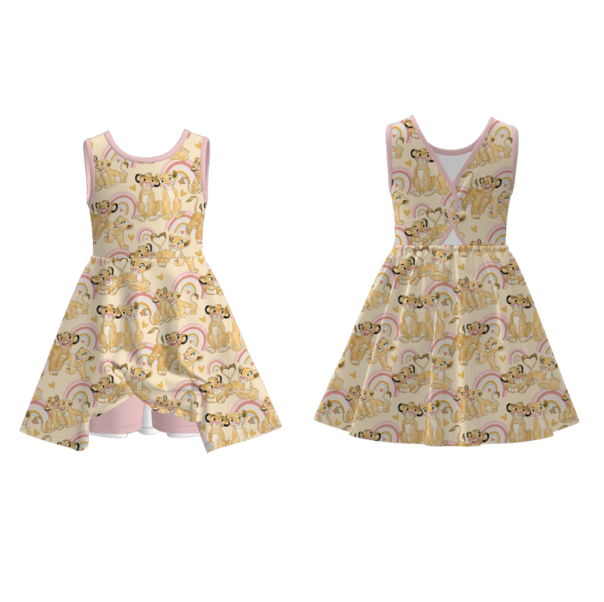 （Pre Order）Girls Spring and Summer Cartoon Print Skort Dress