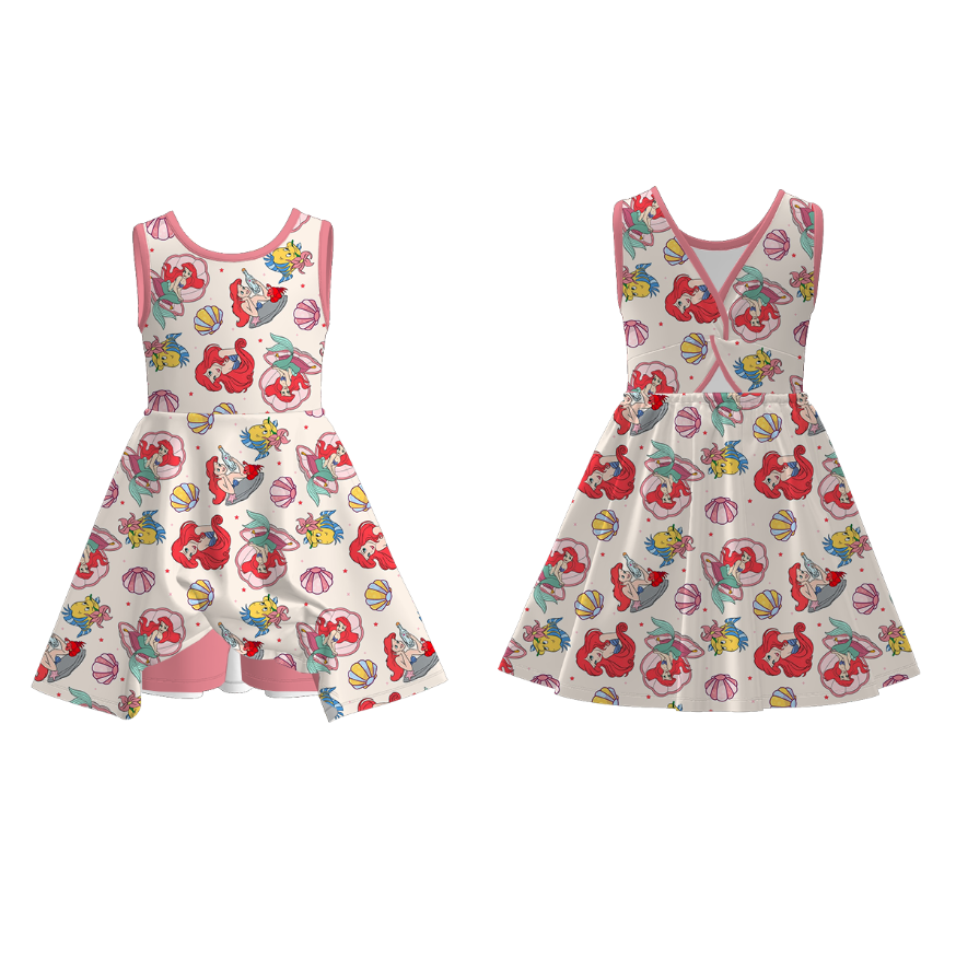 （Pre Order）Girls Spring and Summer Cartoon Print Skort Dress