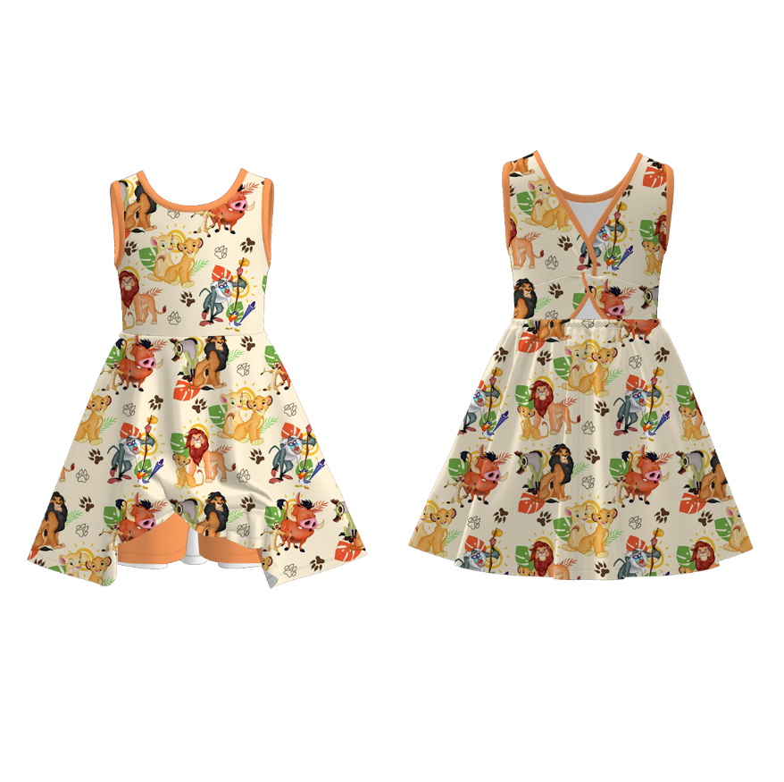 （Pre Order）Girls Spring and Summer Cartoon Print Skort Dress