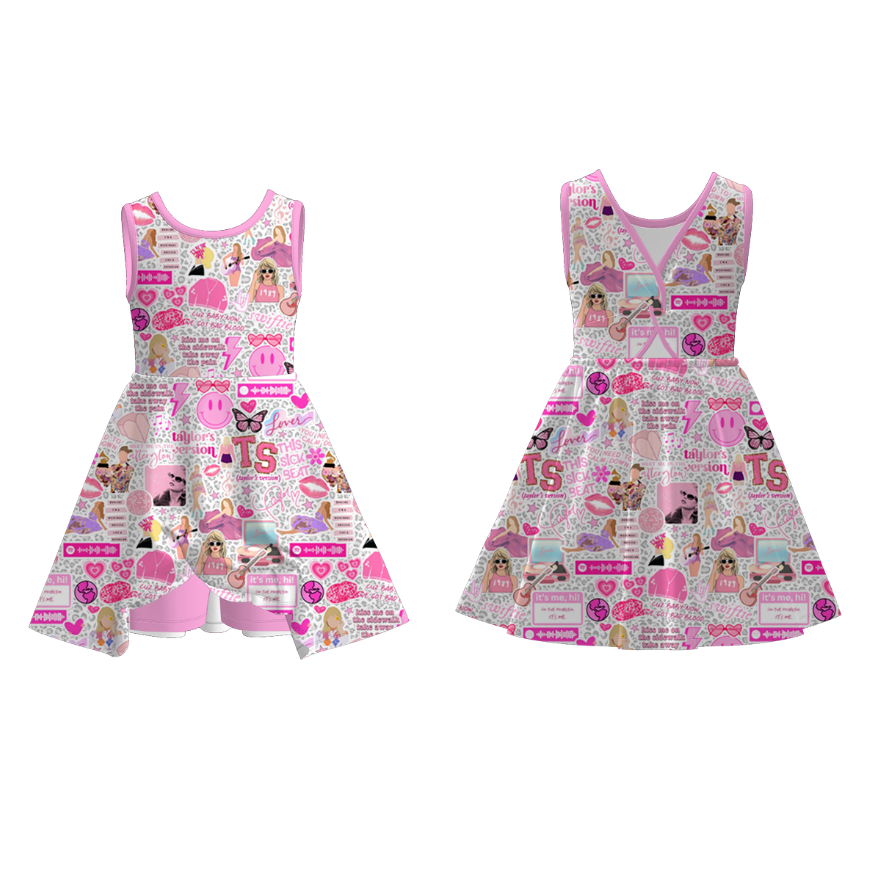 （Pre Order）Mommy and Me Summer TS Print Skort Dress＆Jumpsuit