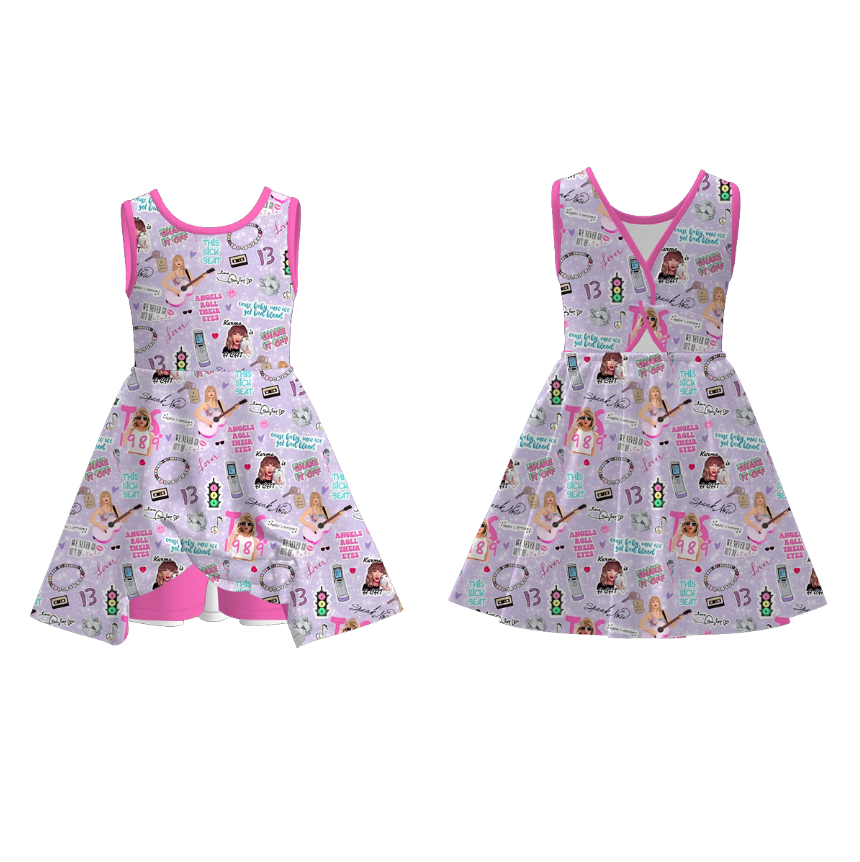 （Pre Order）Mommy and Me Summer TS Print Skort Dress＆Jumpsuit