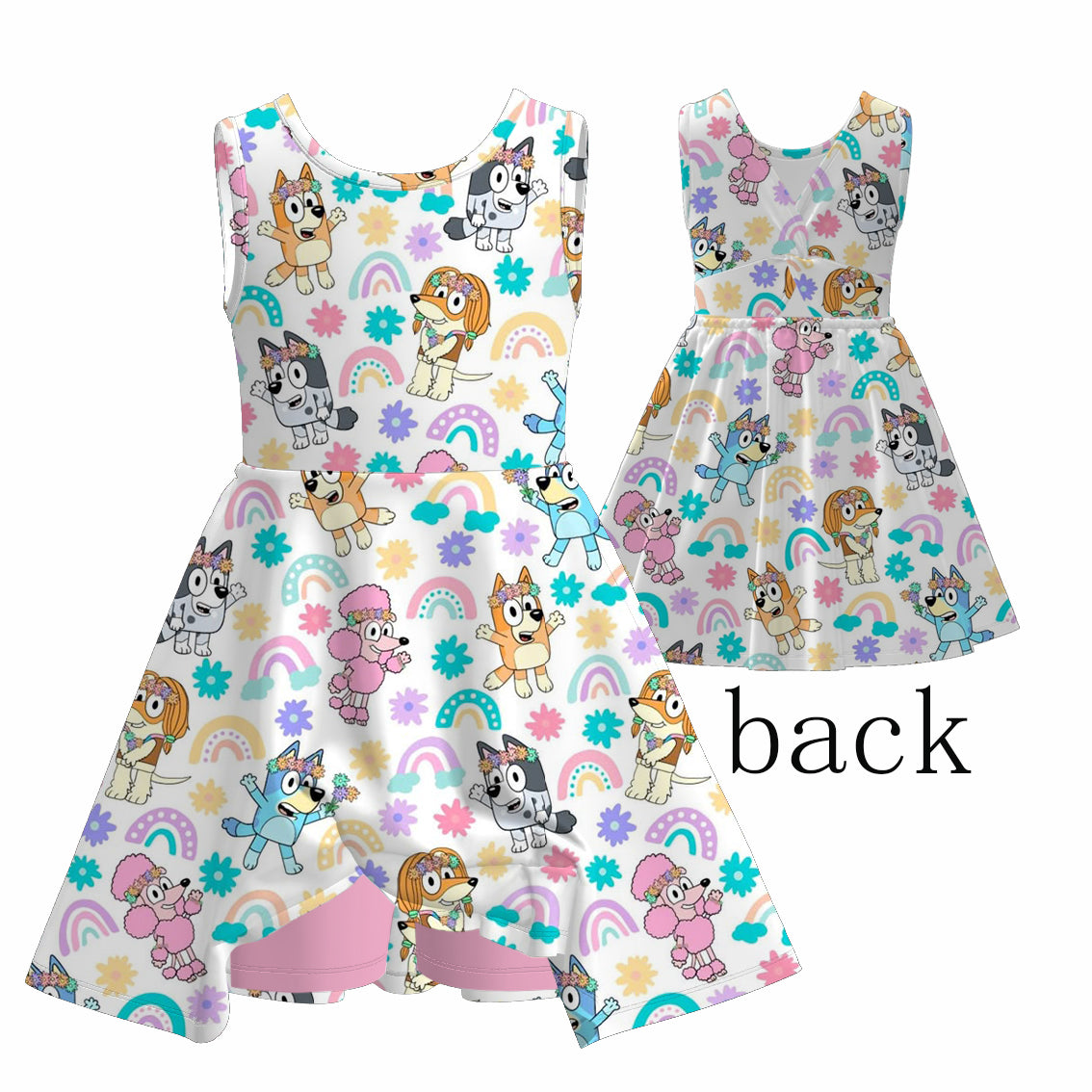 （Pre Order）Girls Spring and Summer Cartoon Print Skort Dress