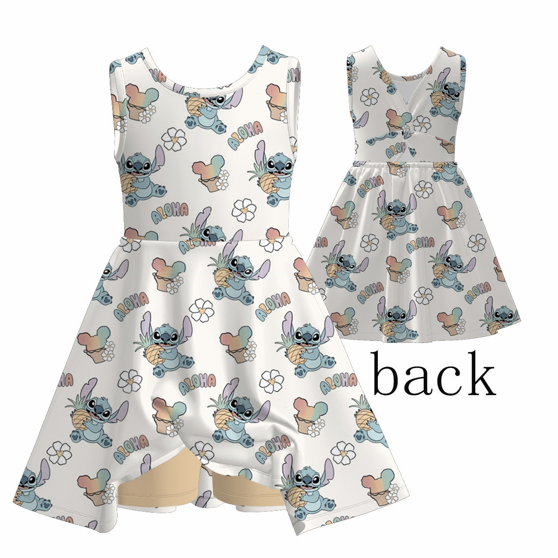 （Pre Order）Girls Spring and Summer Cartoon Print Skort Dress
