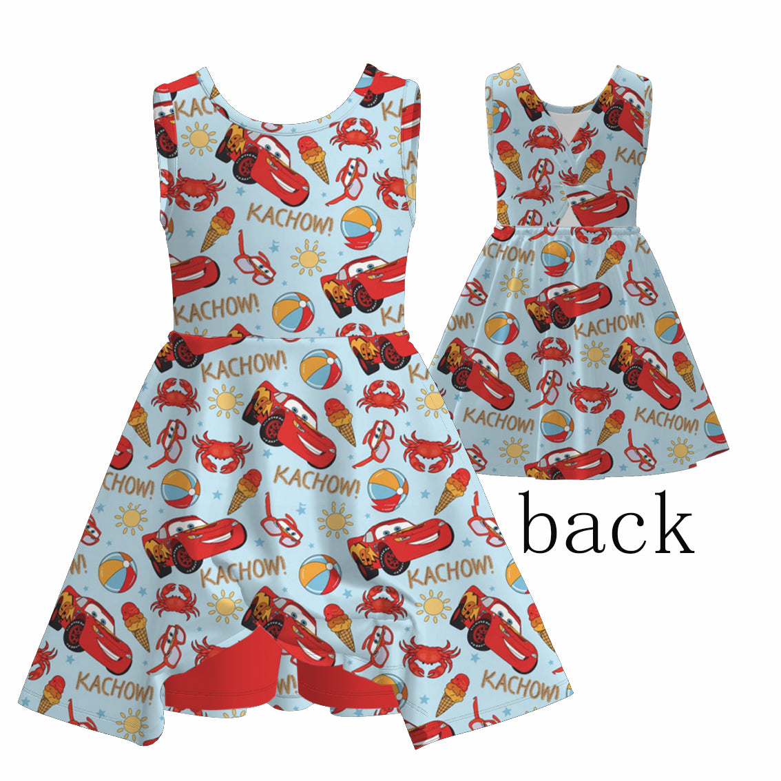 （Pre Order）Girls Spring and Summer Cartoon Print Skort Dress