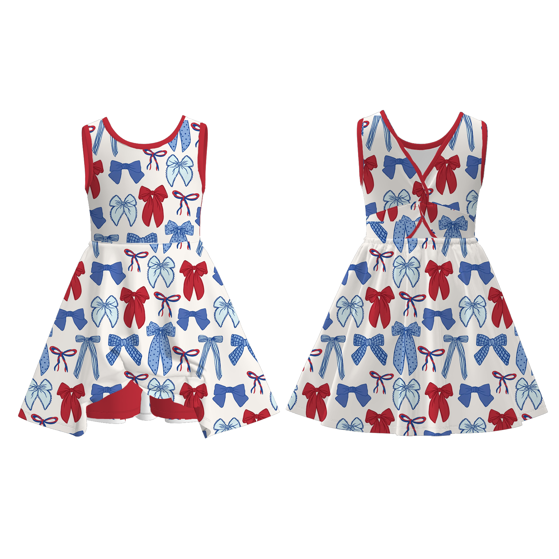 （Pre Order）Girls Summer Patriotic Print Skort Dress