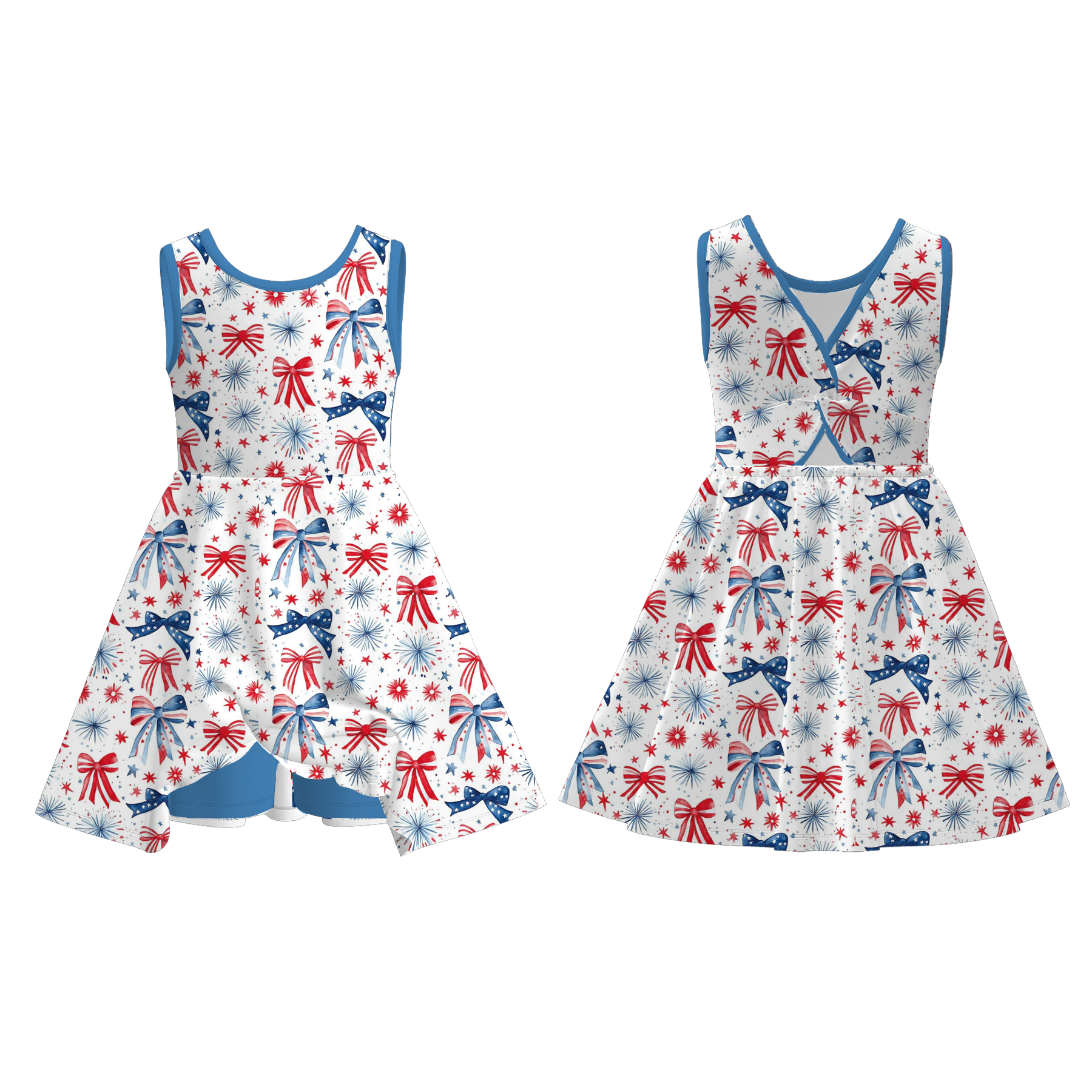 （Pre Order）Girls Summer Patriotic Print Skort Dress