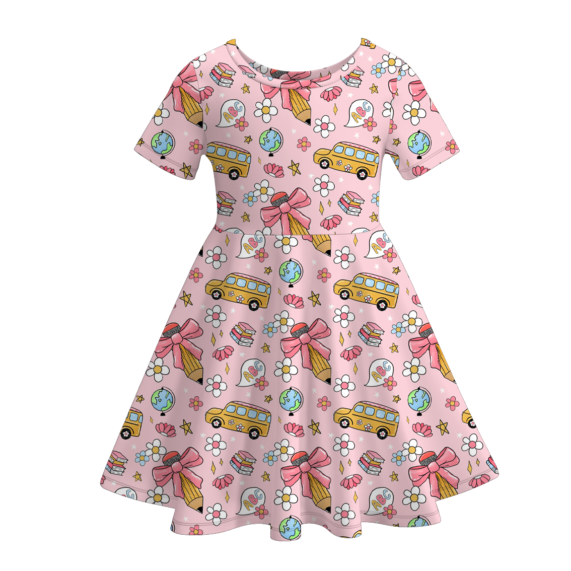 （Pre Order）Girls Summer Back To School Print Dress