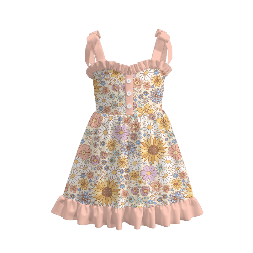 （Pre Order）Girls Spring and Summer Floral Print Slip Dress