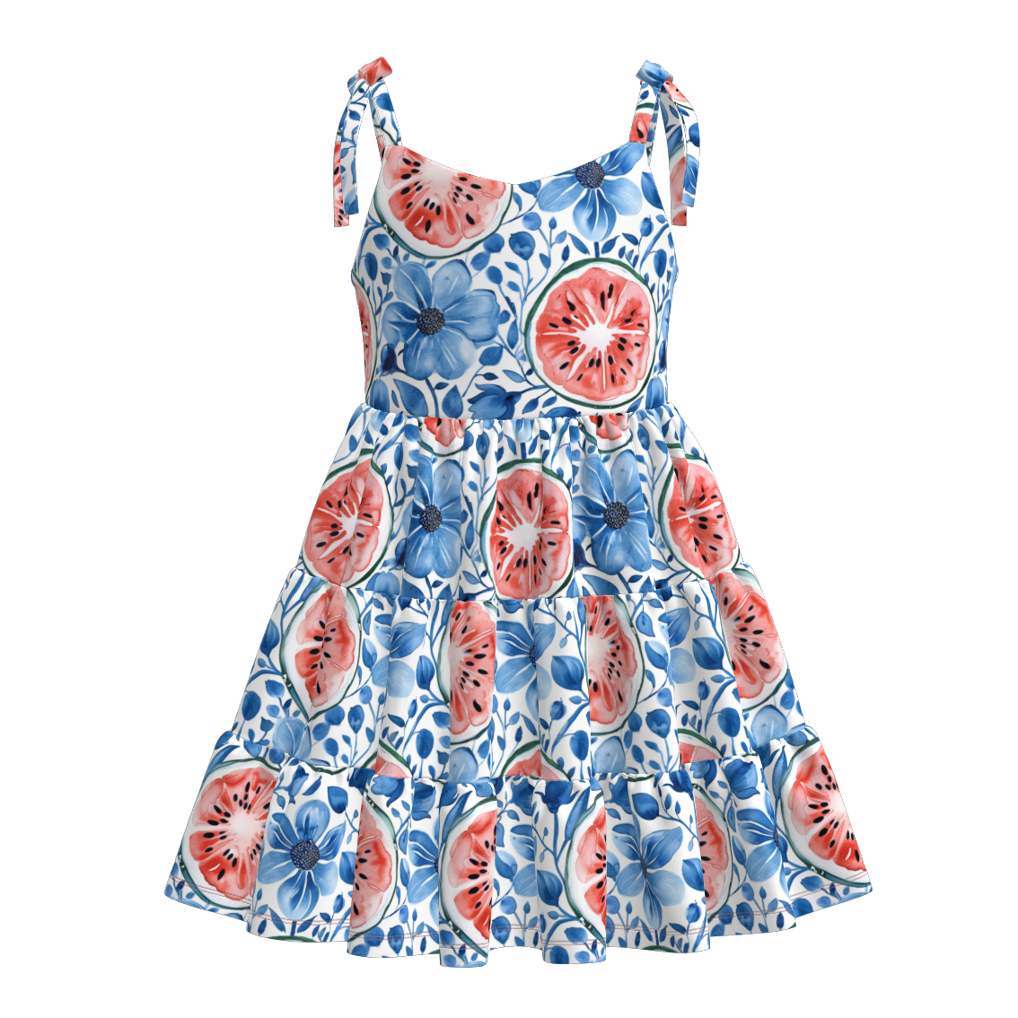 （Pre Order）Mommy and Me Spring＆Summer Fruit Print Slip Dress