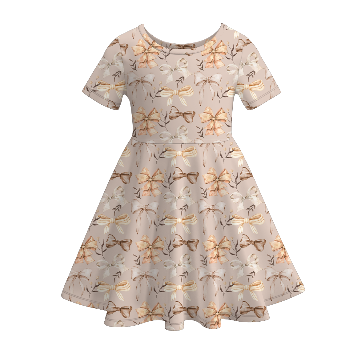 （Pre Order）Girls Summer Bow＆Boots Print Dress