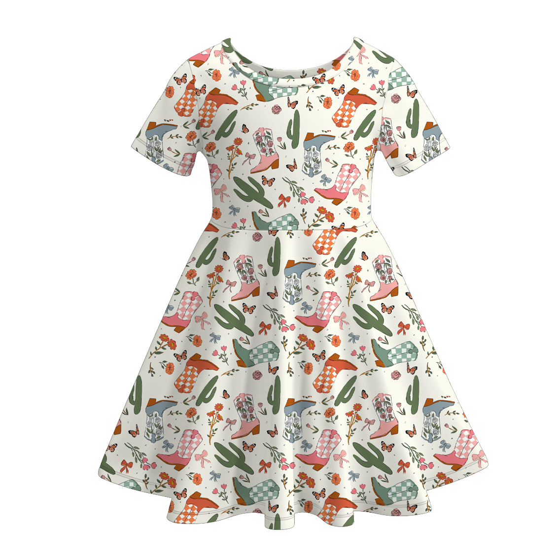 （Pre Order）Girls Summer Floral＆Goose Print Dress
