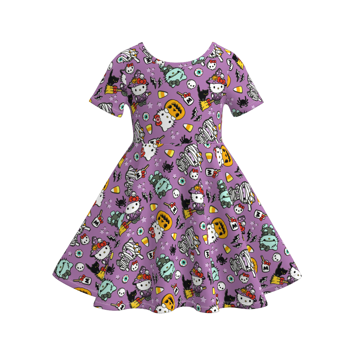 （Pre Order）Girls Halloween Cartoon Print Dress