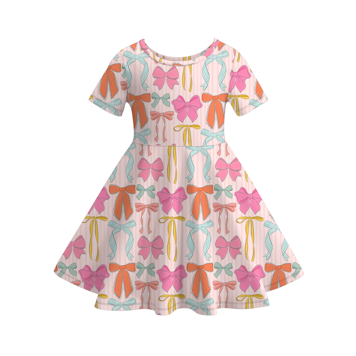 （Pre Order）Girls Spring＆Summer Bow Print Dress