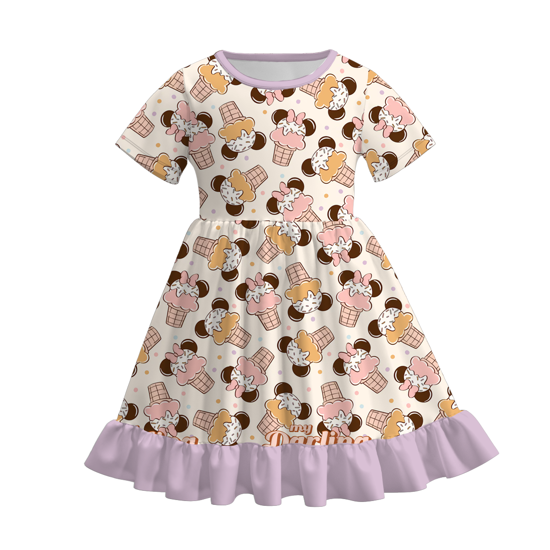（Pre Order）Girls Spring＆Summer Bow Print Dress