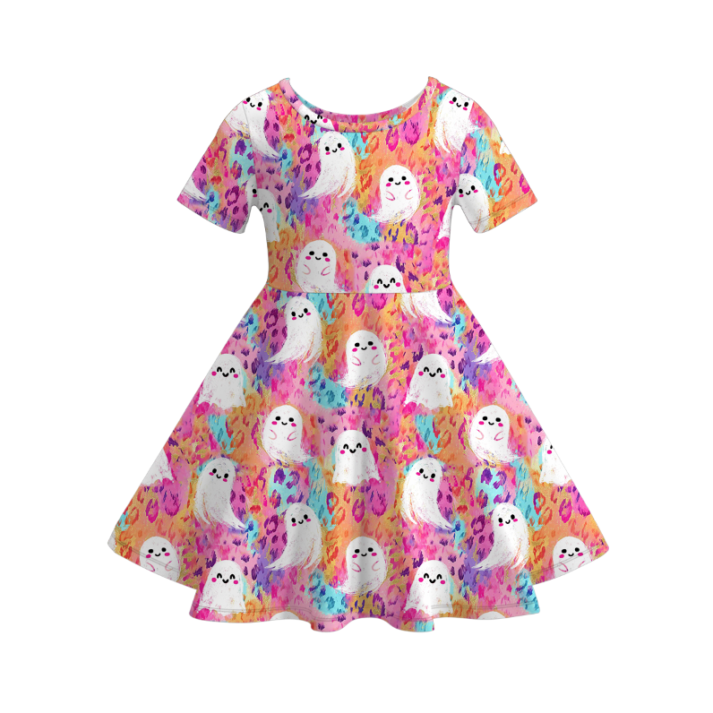 （Pre Order）Girls Halloween Ghost Print Dress＆Set