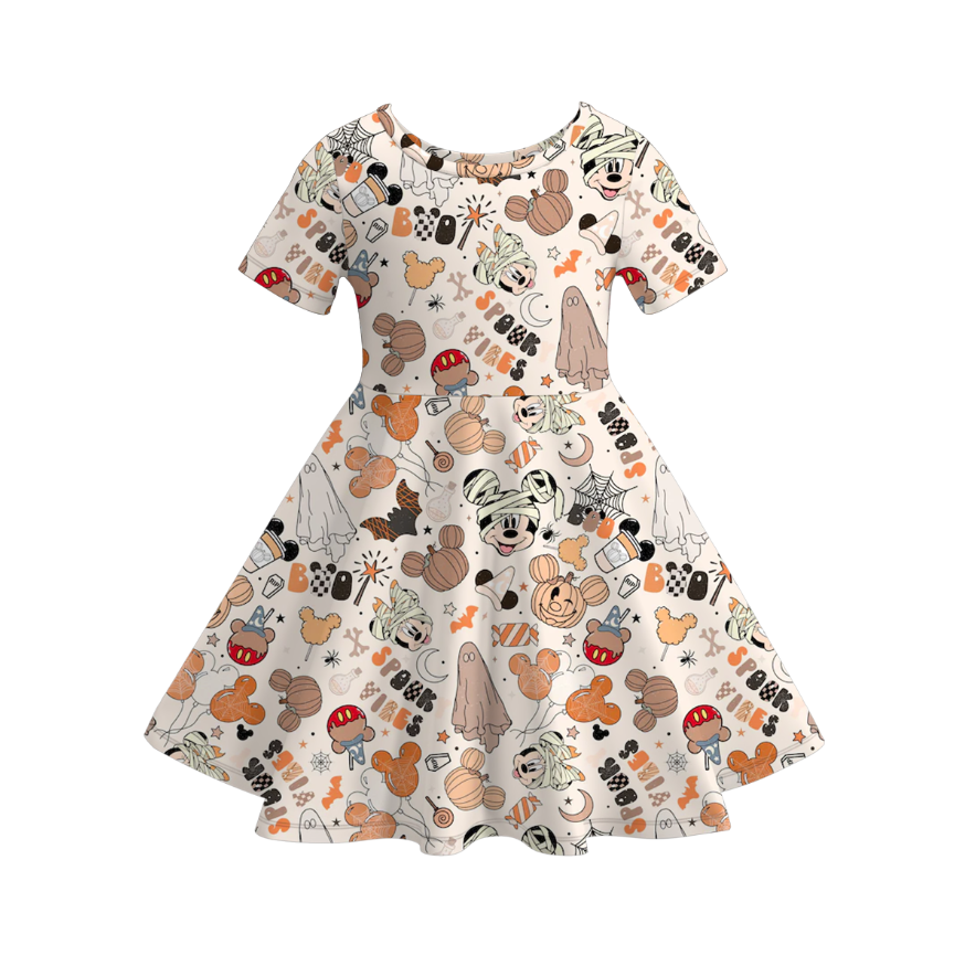 （Pre Order）Girls Halloween Cartoon Print Dress