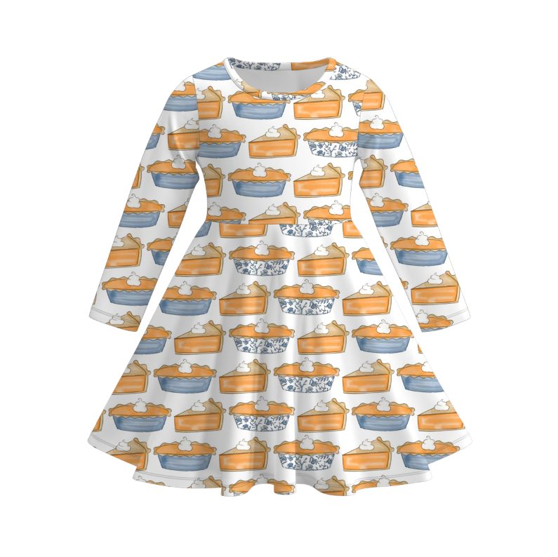 （Pre Order）Girls Halloween＆Thanksgiving Pumpkin Print Dress