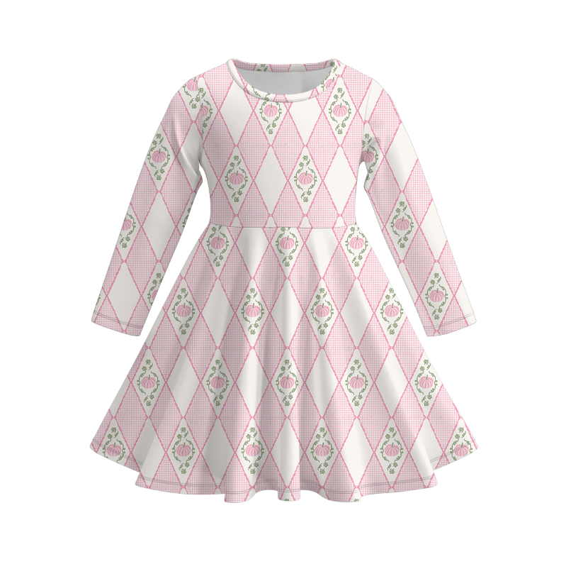 （Pre Order）Girls Halloween＆Thanksgiving Pumpkin Print Dress