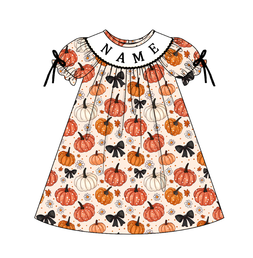 （Pre Order）Girls Halloween Embroidery Smocked Dress＆Romper
