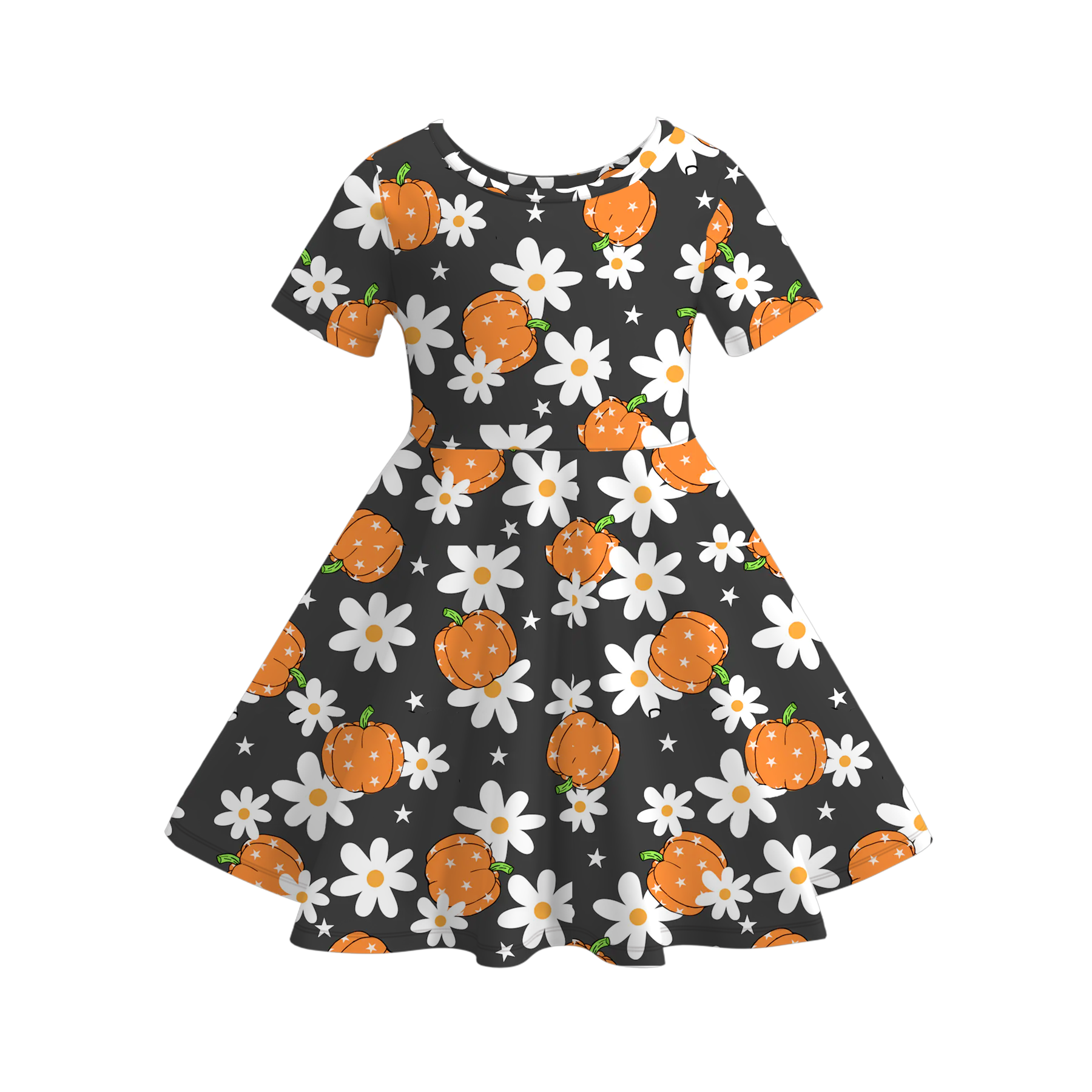 （Pre Order）Girls Halloween Pumpkin Print Dress＆Romper