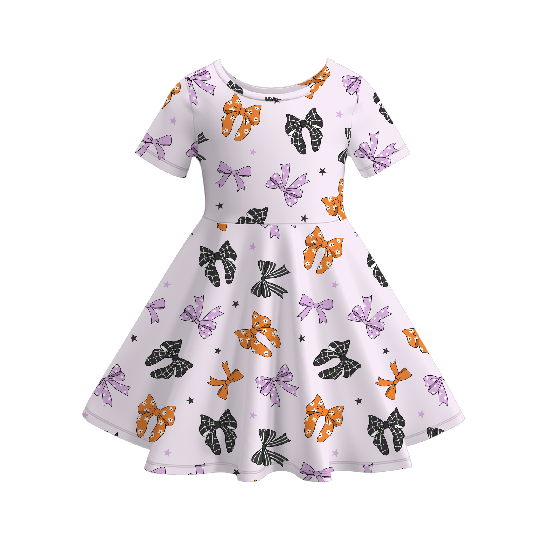 （Pre Order）Girls Halloween Bow Print Dress