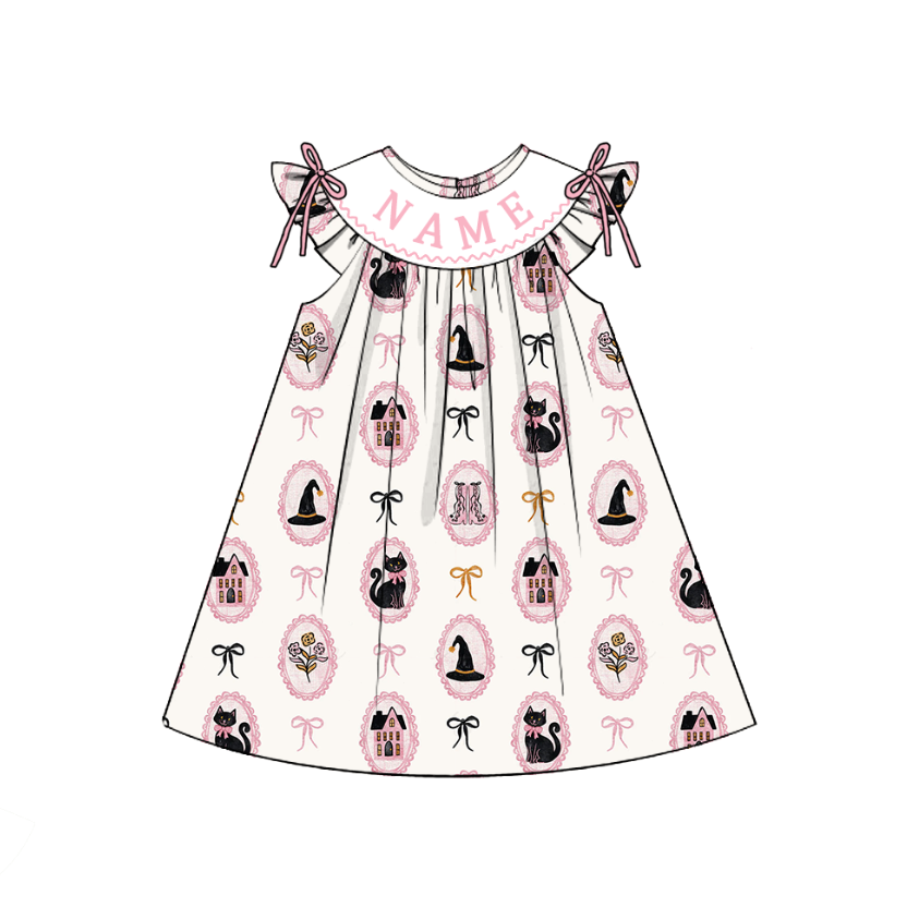 （Pre Order）Sisters Halloween Embroidery Smocked Dress＆Romper