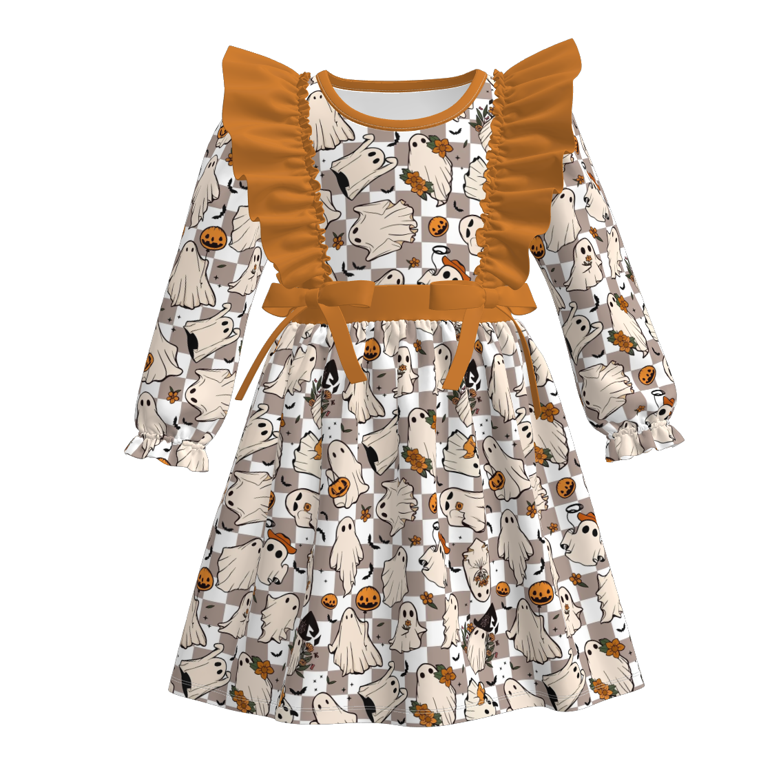 （Pre Order）Family Halloween Cartoon Print Dress,Top＆Romper