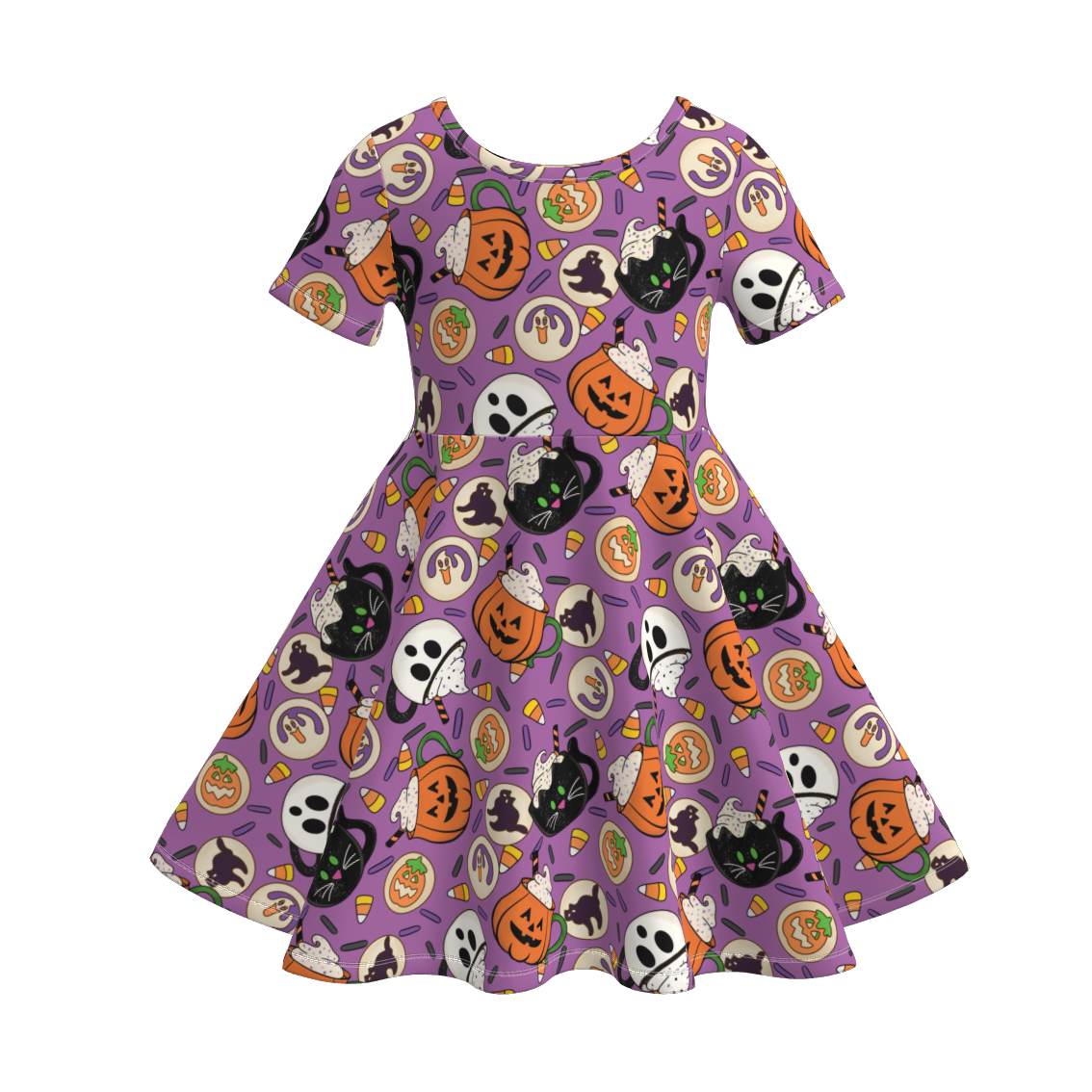 （Pre Order）Girls Halloween Pumpkin Print Dress